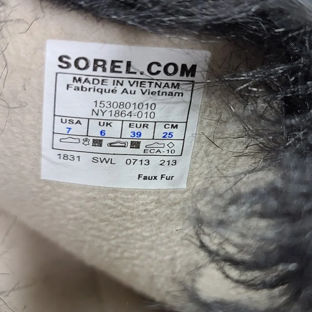Sorel‎ Women’s Winter Snow Boots Size 7 Black Fur Trim Waterproof